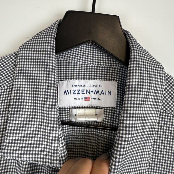 Mizzen+Main Spinnaker Collection Trim Fit Black White MicroCheck Shirt - 2XL XXL - Picture 5 of 10